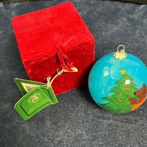 Hand Painted Glass Christmas Ornament with Box